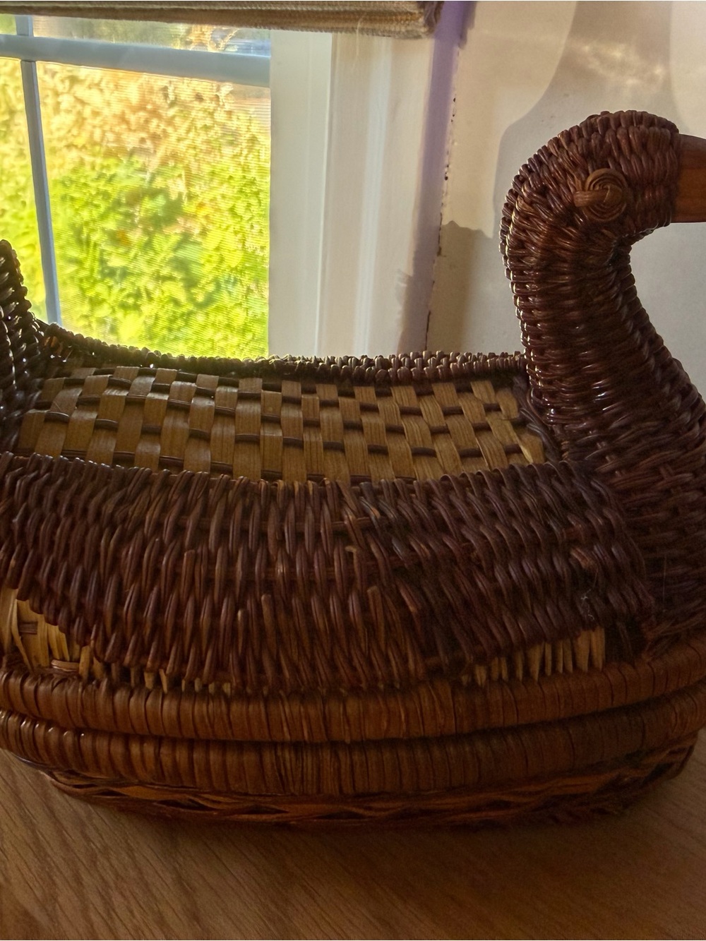 Handwoven Wicker Duck Basket - Brown